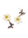 Yellow Red Orange Pansy Flower Pearl Enamel Charm Thin Bracelet