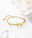 Butterfly And Flower Enamel Thin Cuff Adjustable Bracelet Jewelry Gift