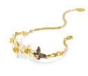 Butterfly And Flower Enamel Thin Cuff Adjustable Bracelet Jewelry Gift