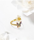 Flower And Butterfly Enamel Adjustable Ring Jewelry Gift