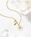 Flower And Leaf Enamel Pendant Necklace Jewelry Gift