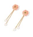 Cherry Blossom Flower Pearl Enamel Dangle Earrings Jewelry Gift