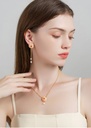 Cherry Blossom Flower Pearl Enamel Dangle Earrings Jewelry Gift