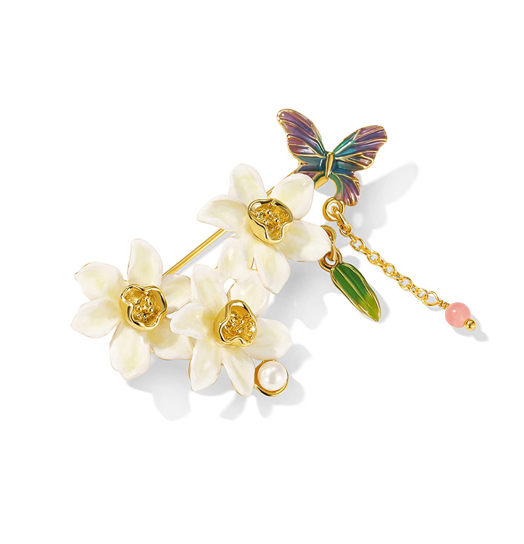Flower And Butterfly Enamel Brooch Jewelry Gift