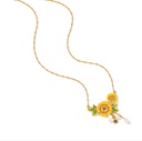 Sunflower And Bee Pearl Enamel Pendant Necklace Jewelry