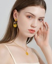 Sunflower Bee And Crystal Enamel Dangle Earrings Jewelry Gift