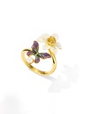 Flower And Butterfly Enamel Adjustable Ring Jewelry Gift