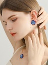 Pink Flower And Dragonfly Enamel Stud Earrings