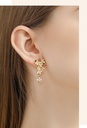 Flower And Stone Enamel Dangle Earrings