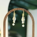 Pink Flower And Dragonfly Crystal Enamel Dangle Earring Jewelry Gift
