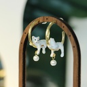 Pink Flower And Dragonfly Crystal Enamel Dangle Earring Jewelry Gift