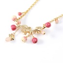 Peach Flower Blossom Branch Enamel Pendant Necklace