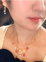 Orange Lemon Slice With Zircon Enamel Pendant Necklace Jewelry Gift