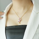 Butterfly Orchid Flower Blossom Enamel Pendant Necklace