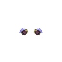 Pink Red Flower And Stone Enamel Stud Earrings