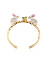 Enamel Glazed Cute Bunny Rabbit Carrot Adjustable Bracelet 18K Gold Plated