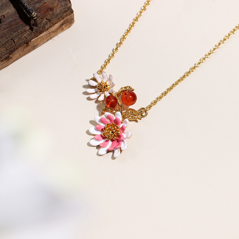 Orange Blossom Flower Kumquat Enamel Thin Bracelet Jewelry Gift