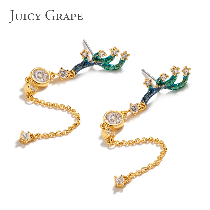 Enamel Glaze Daisy Zircon Cherry Gold Plated Necklace