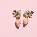 Yellow Sunflower And Bee Crystal Enamel Dangle Earrings