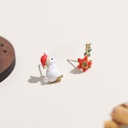 Cherry And Leaf Enamel Stud Dangle Earrings Jewelry Gift