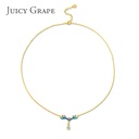 Enamel Glaze Daisy Zircon Cherry Gold Plated Necklace
