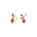 Bird And Fruit Berry Enamel Dangle Earrings