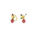Flower And Butterfly Asymmetrical Enamel Stud Earrings Jewelry Gift