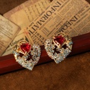 Imitation Ruby And Crystal Retro Vintage Stud Earrings