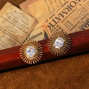 Inlaid Zircon Vintage Retro Stud Earrings