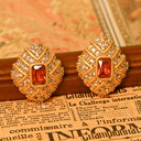 Inlaid Zircon Imitation Ruby Vintage Retro Stud Earrings