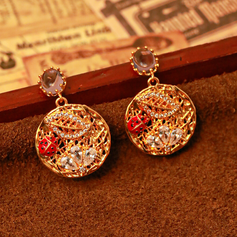 Wing Shape With Zircon Stone Retro Vintage Stud Earrings1