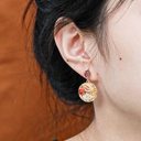 Art Deco Garnet Red Earrings Vintage Dangle Earrings Crystal 24K Gold Plated Copper