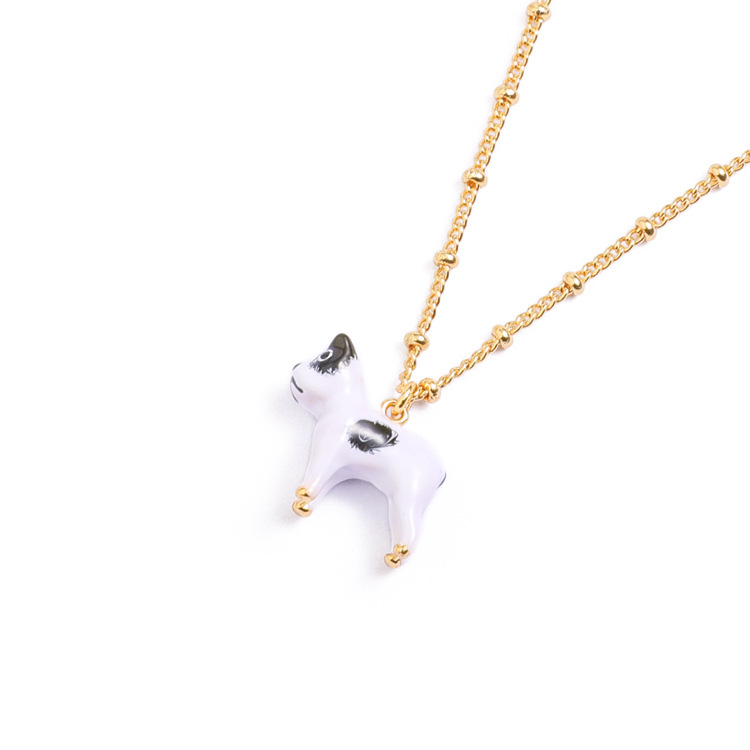 Cute Puppy Dog Enamel Pendant Necklace