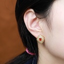 Inlaid Zircon Imitation Ruby Vintage Retro Stud Earrings