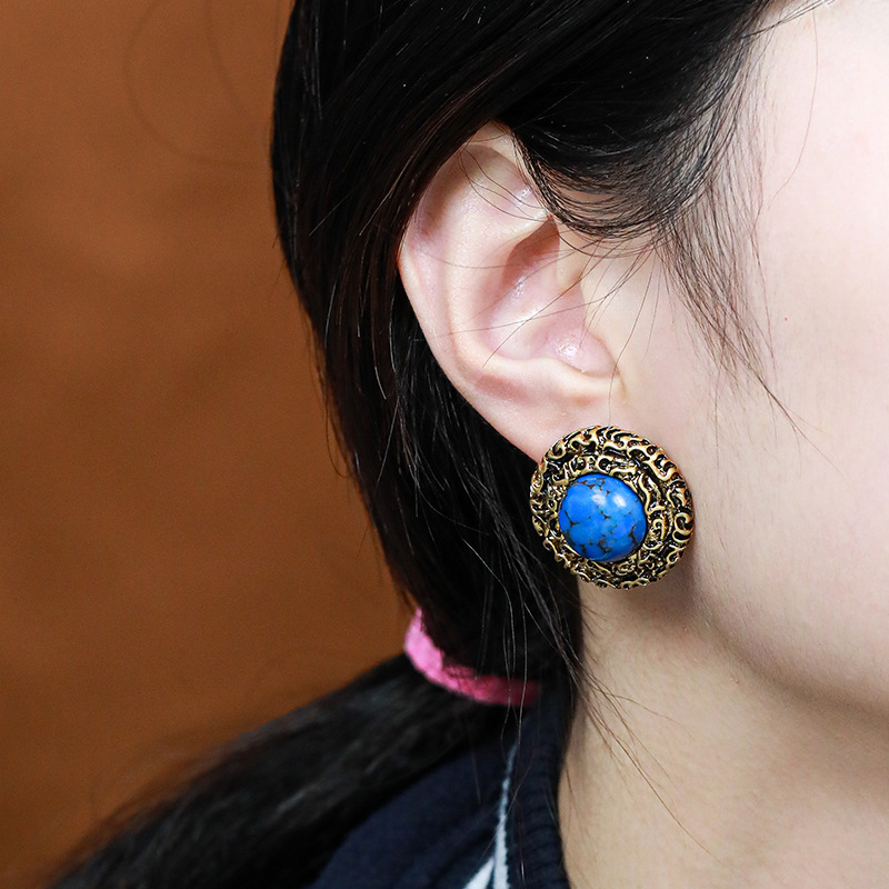 Stone Vintage Retro Stud Earrings