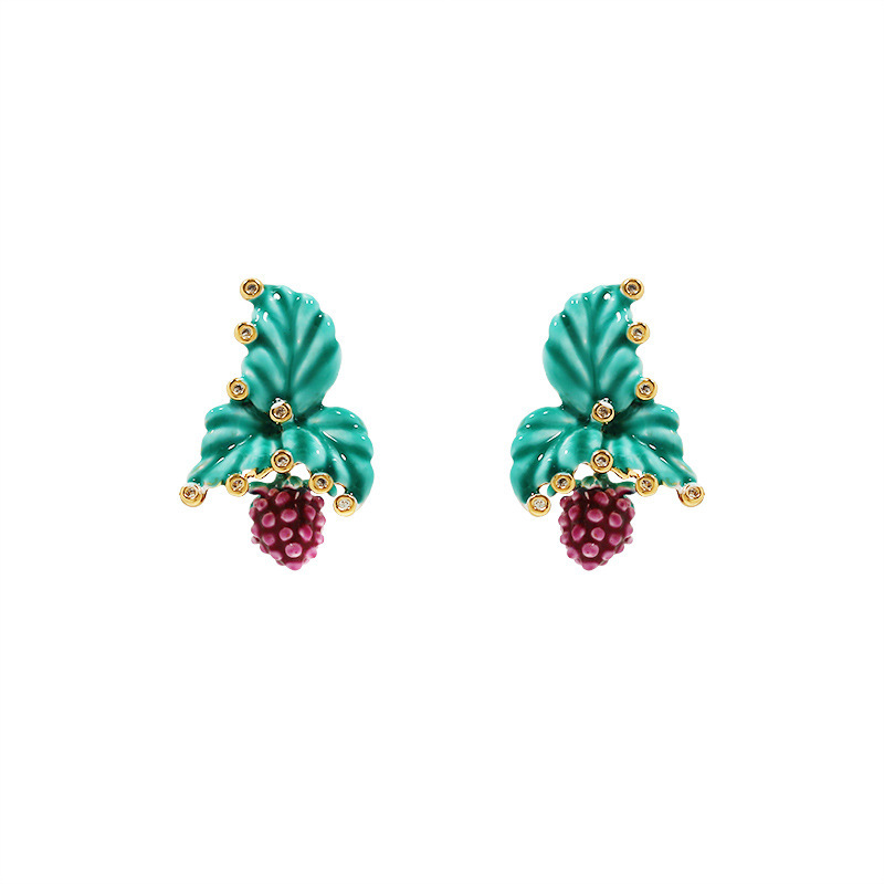 Butterfly Heart Pearl Enamel Stud Earrings
