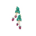 Grape And Leaf Enamel Tassel Dangle Earrings