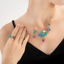 Butterfly Heart Pearl Enamel Charm Necklace Jewelry Gift