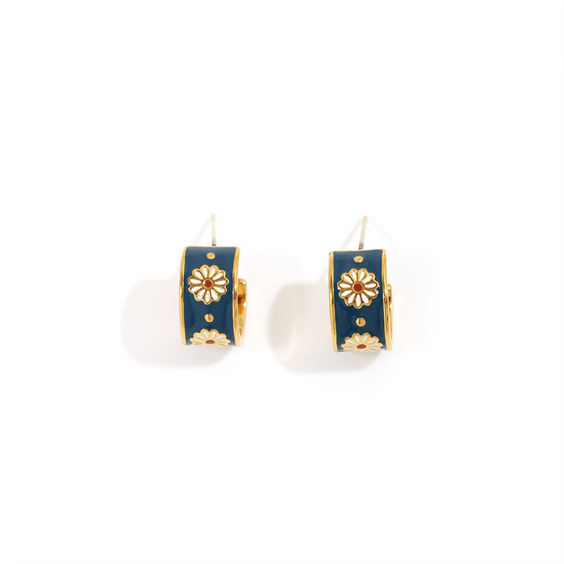 Flower and Peacock Enamel Adjustable Ring