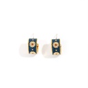 Daisy Flower C Shape Enamel Stud Earrings