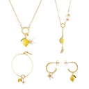 Lemon Flower And Pearl Enamel Pendant Necklace