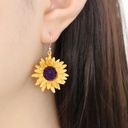Sunflower With Crystal Enamel Stud Earrings