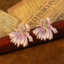 Purple Flower Petal Enamel Stud Earrings