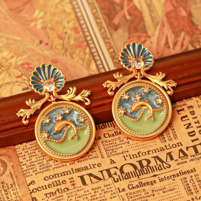 Cherry Blossom Flower And Pearl Enamel Stud Earrings Jewelry Gift