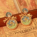 Cherry Blossom Flower And Pearl Enamel Stud Earrings Jewelry Gift