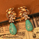 Inlaid Zircon Drop Stone Retro Vintage Dangle Earrings