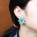 Stone Flower Shape Retro Vintage Stud Earrings