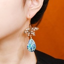 Inlaid Zircon Leaf And Stone Retro Vintage Hook Earrings