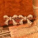 Inlaid Zircon Pearl Bow Retro Vintage Stud Earrings
