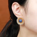 Inlaid Zircon And Stone Stud Earrings